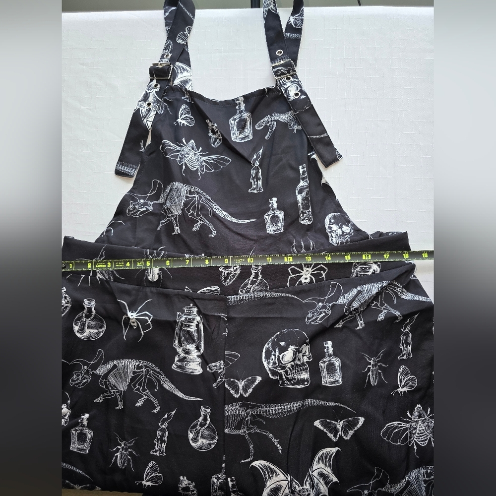 ROMWE Black and White Gothic Print Overalls Jumpsuit Whimsygoth Apothecary - Picture 9 of 11